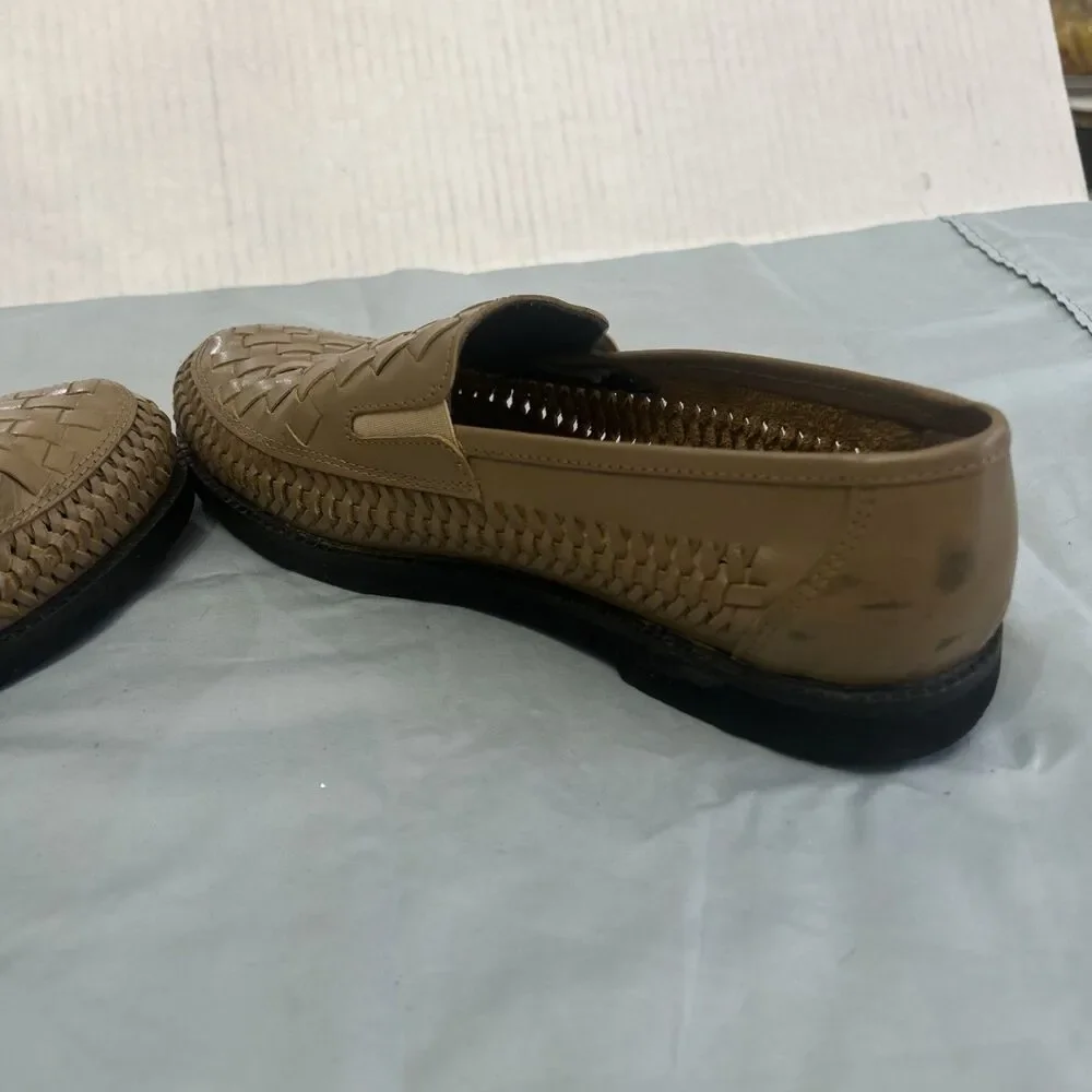Deer Stags Mens Light Brown Basket Weave Casual Dress Shoes Sz 8 D
